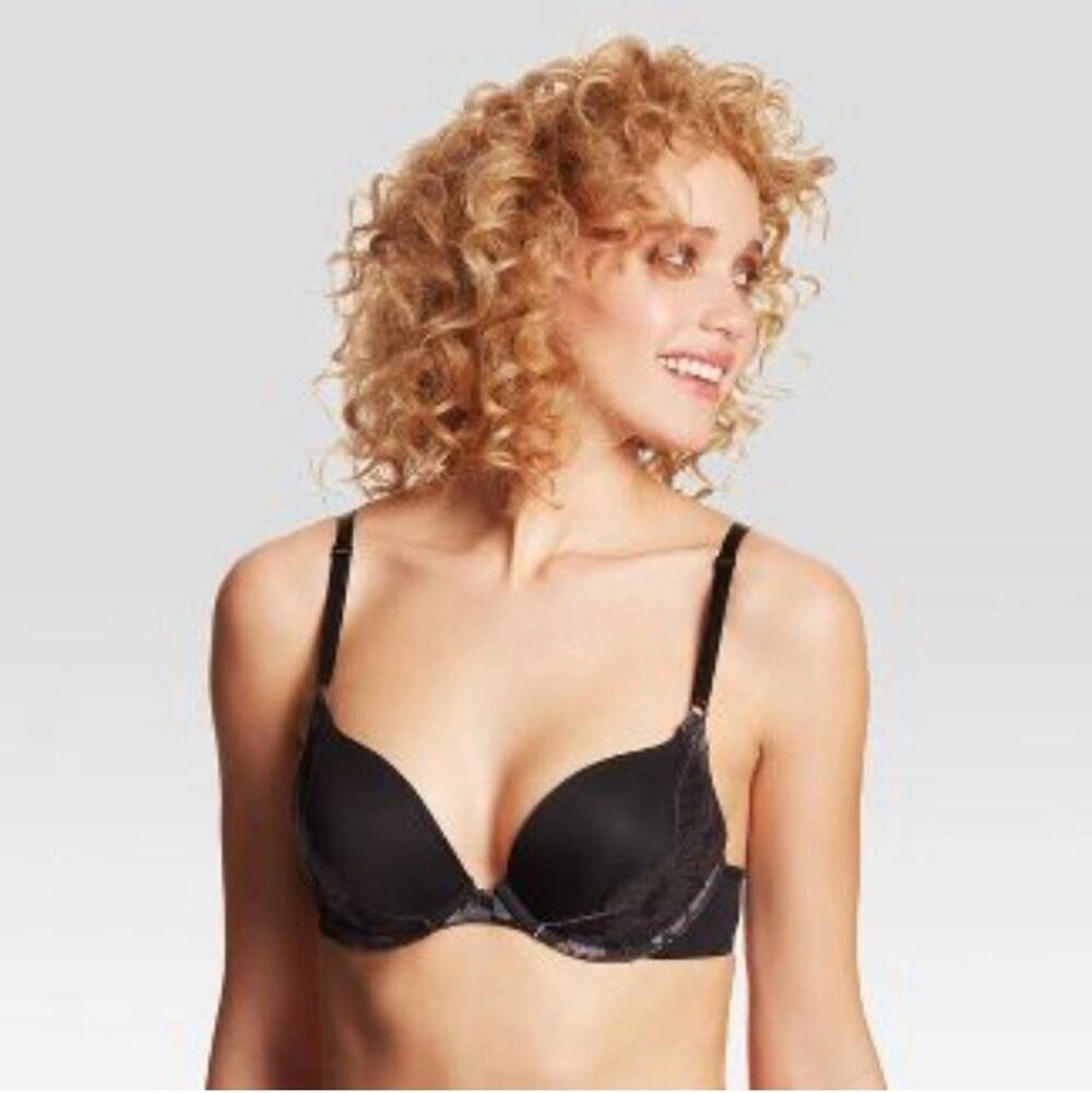 Maidenform Self Expressions 5809 Push-Up Lace Wing Bra Black 38C Convertible